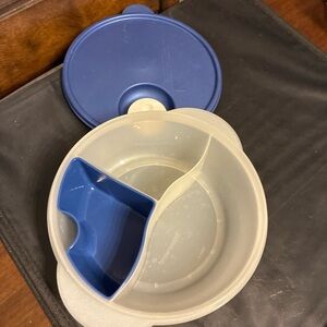 Blue and White Divided Serving Bowl Tupperware